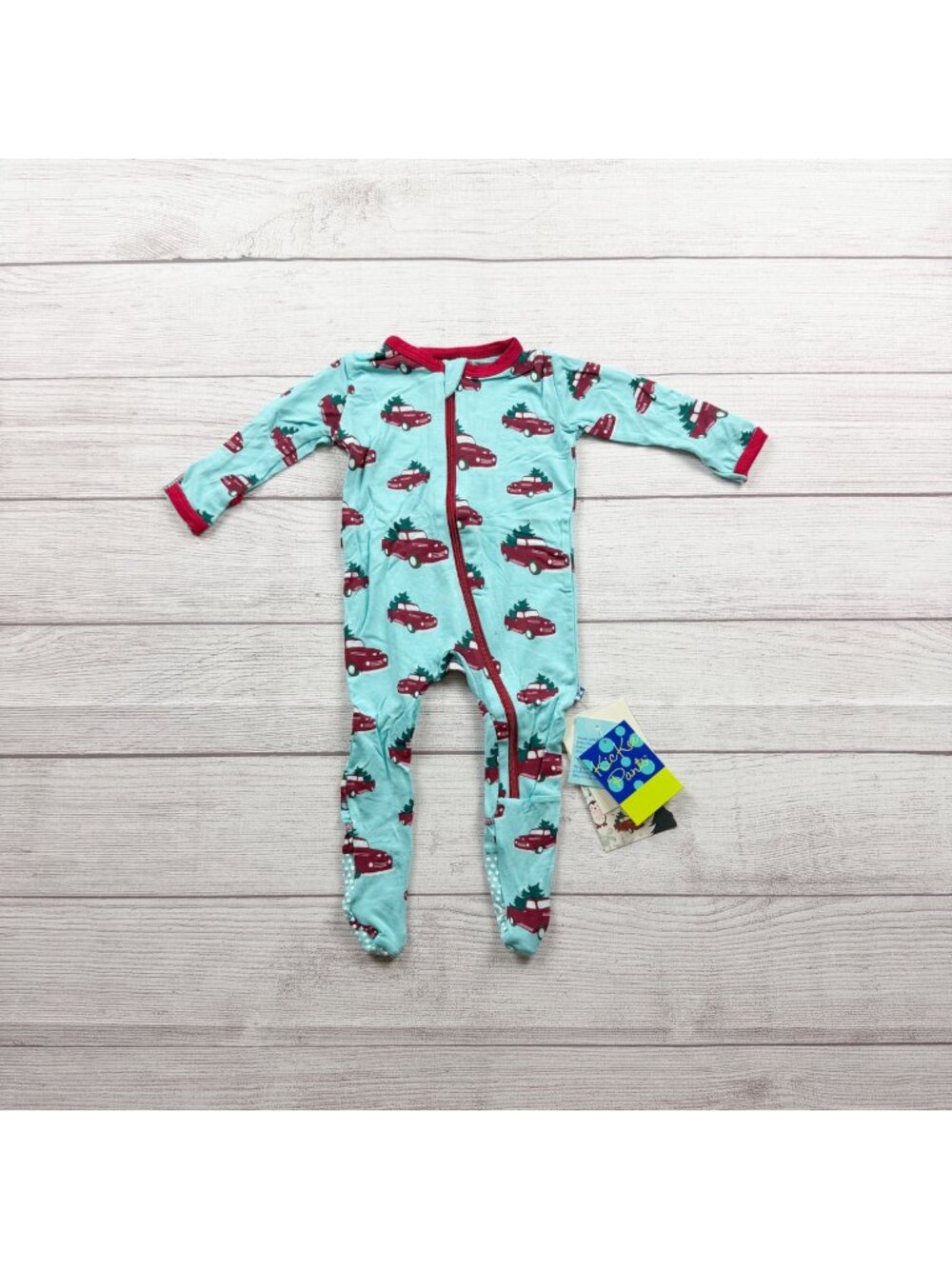 Kickee Pants Holiday Footie Pajamas Cars Tree Print NWT 3-6 Months